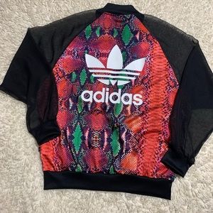 🔥ADIDAS RED SNAKESKIN PRINT TRACK JACKET Size S